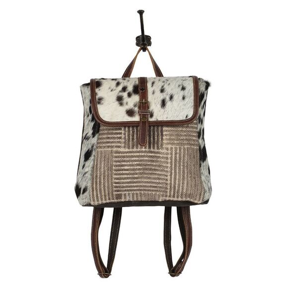 Myra Bag Handmade Crossroads Backpack Upcycled Canvas & Cowhide Leather main image 5